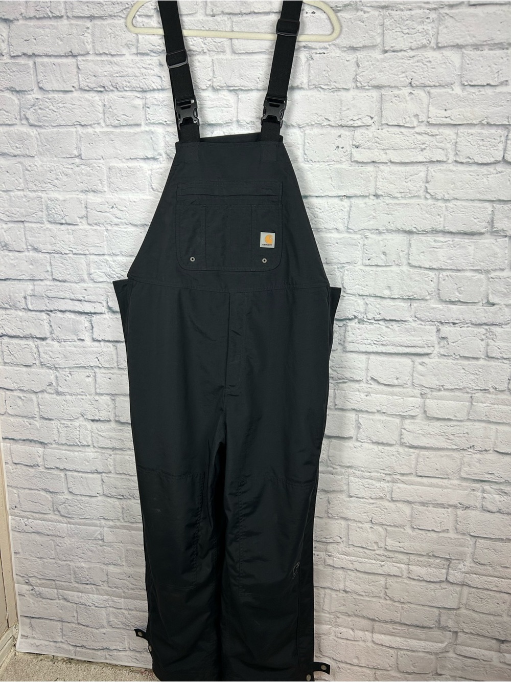 Carhartt Storm Defender Bib Overalls Men’s L Short Black Waterproof 100325 - Picture 2 of 13